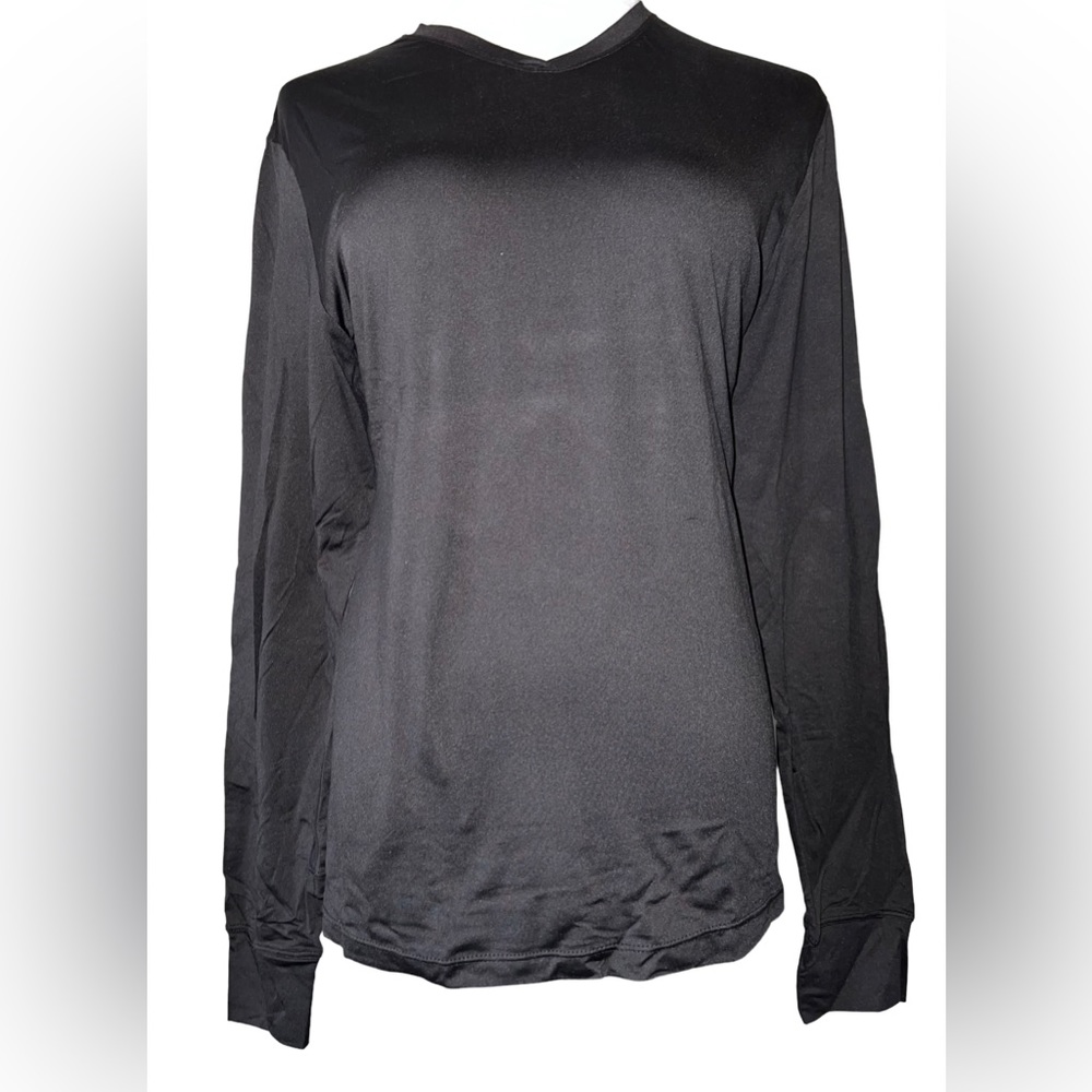 Cuddl Duds Chill Chasers Stretch Microfiber Long Sleeve V-Neck Top CD8585 Black